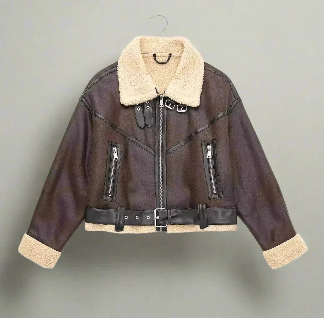 WW | Fliegerjacke Kunstleder Gefüttert Trend Winter