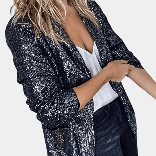 WW | Festive, Shiny Black Sequin Blazer