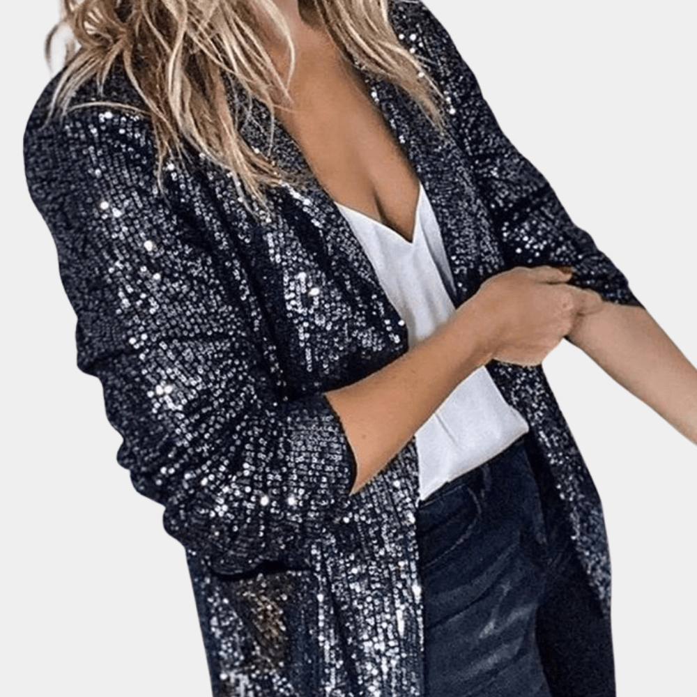WW | Festive, Shiny Black Sequin Blazer