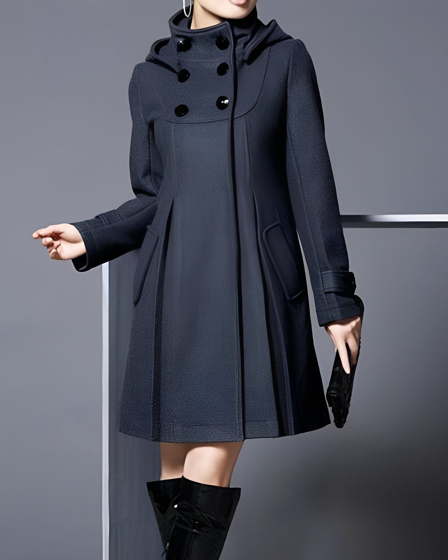 WW | Elegant Winter Coat Flared Cut Chic Style