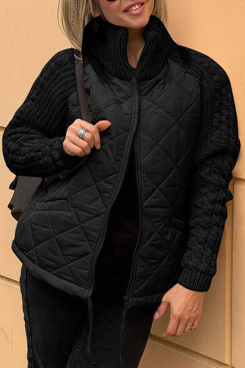 WW | Two-Tone Quilted Jacket Beige Soft and Textured