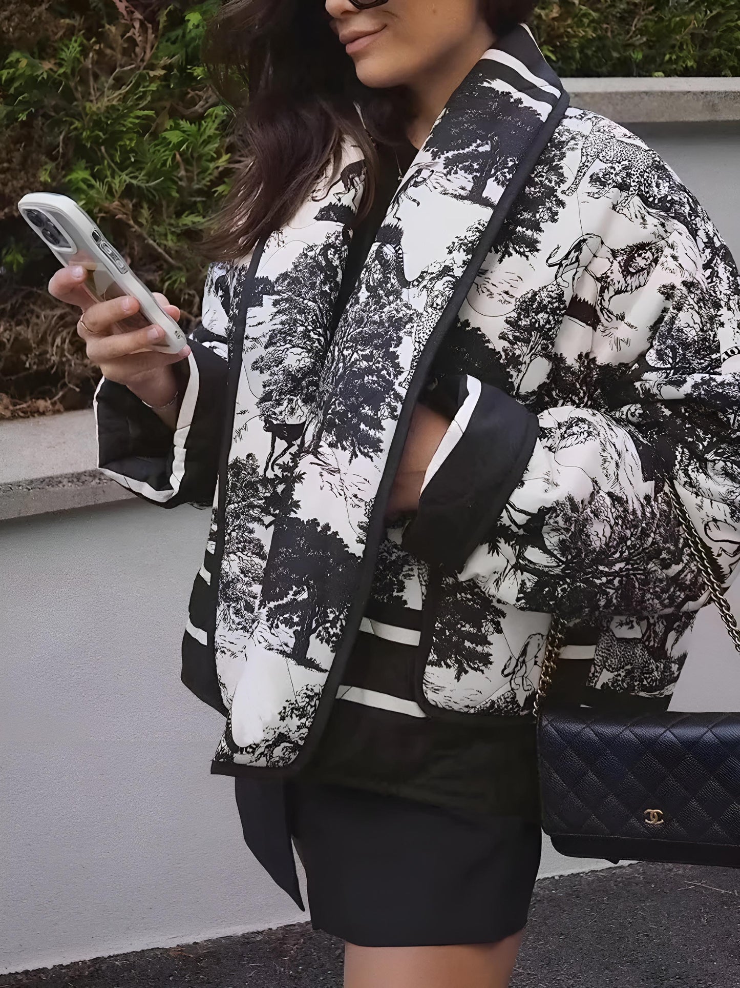WW | Printed jacket Toile de Jouy Black & White Artistic & Chic