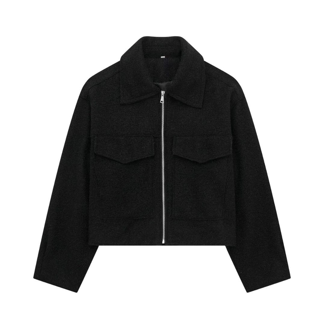 WW | Modern and structured grey wool jacket with zip