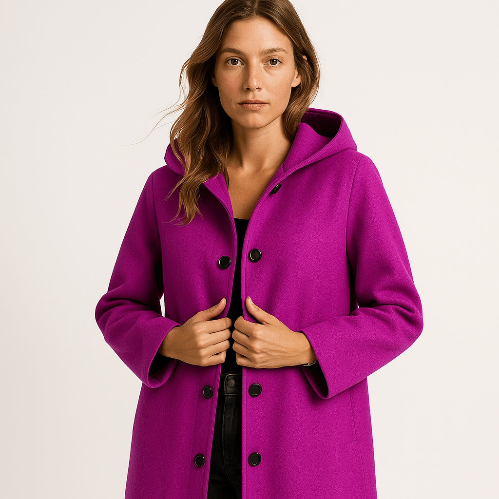 WW | Fuchsia Hooded Coat Elegant and Bold Straight Cut