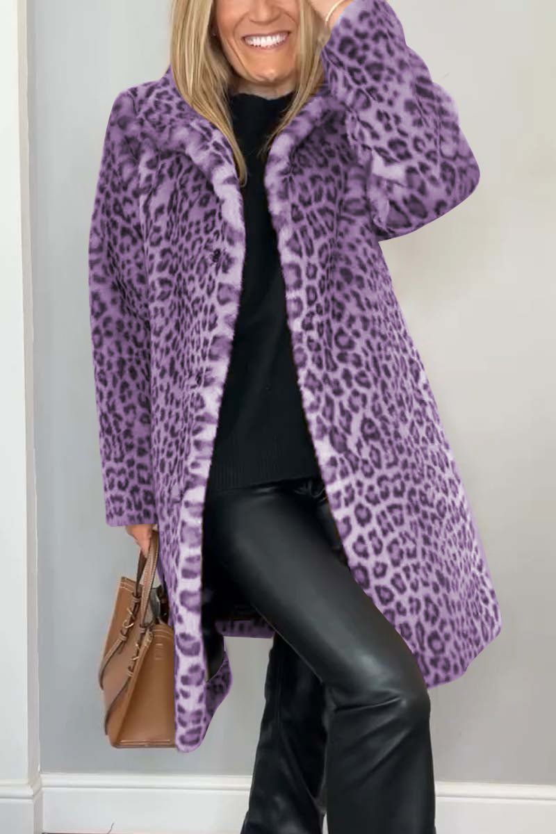 WW | Women's Leopard Faux Fur Coat Bold and Chic