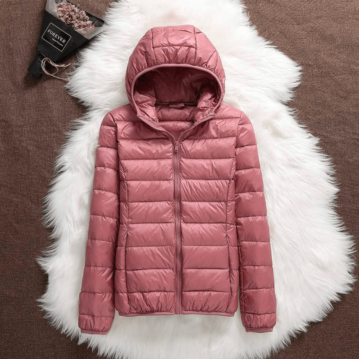 WW | Lightweight taupe metallic down jacket warm & compact