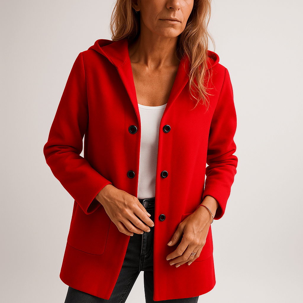 WW | Fuchsia Hooded Coat Elegant and Bold Straight Cut