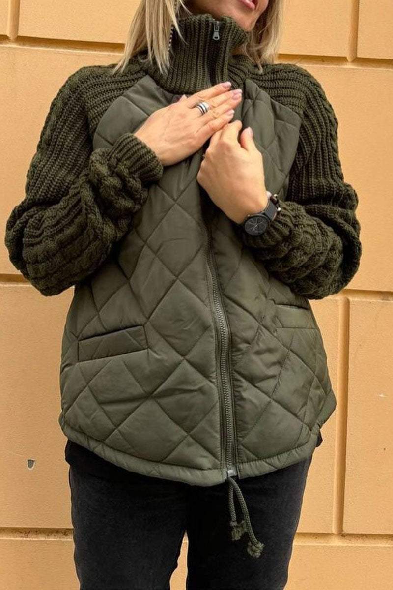 WW | Two-Tone Quilted Jacket Beige Soft and Textured