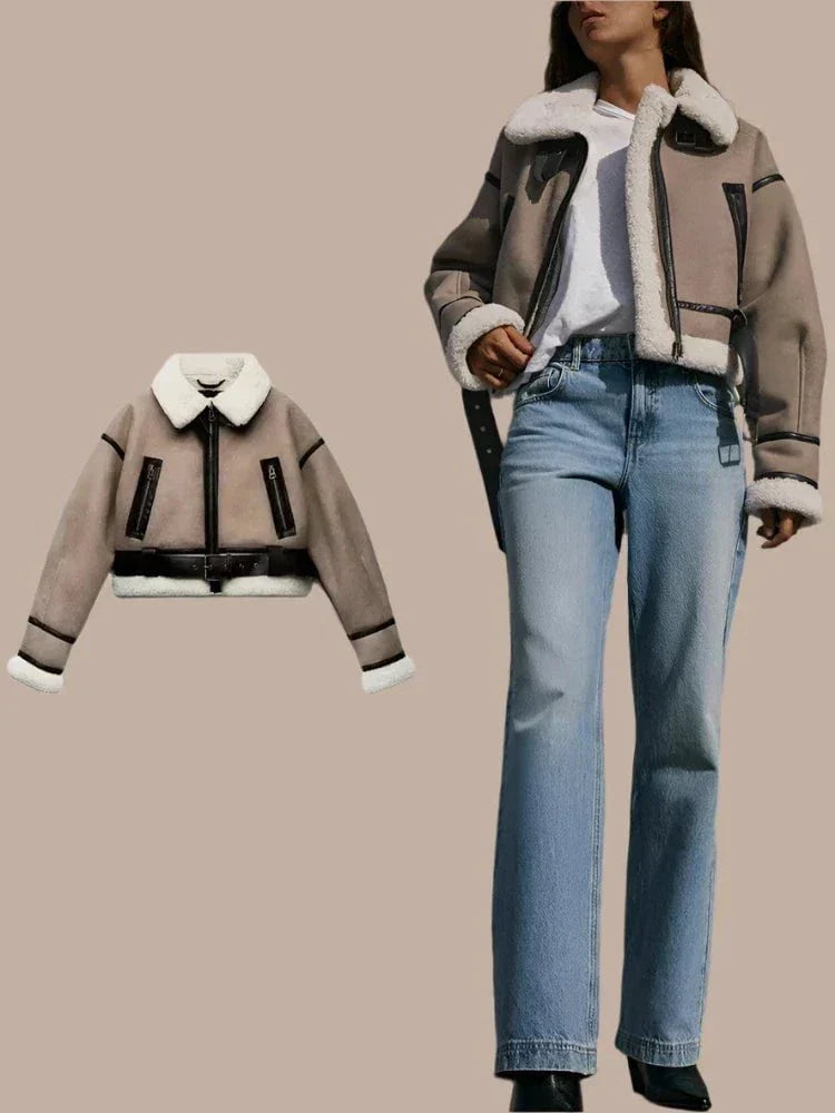 WW | Fashionable warm lined aviator jacket