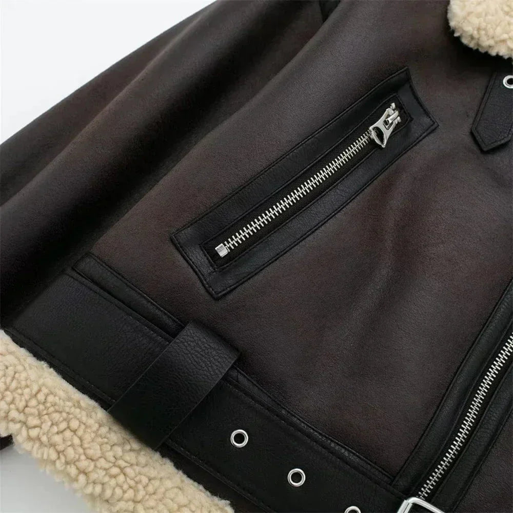WW | Faux Leather Aviator Jacket Lined Trend Winter