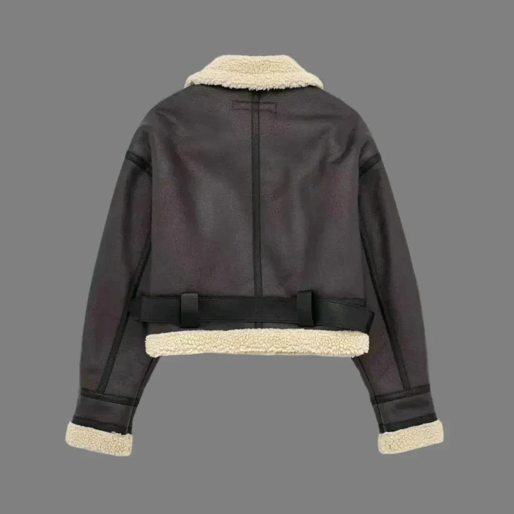 WW | Fliegerjacke Kunstleder Gefüttert Trend Winter