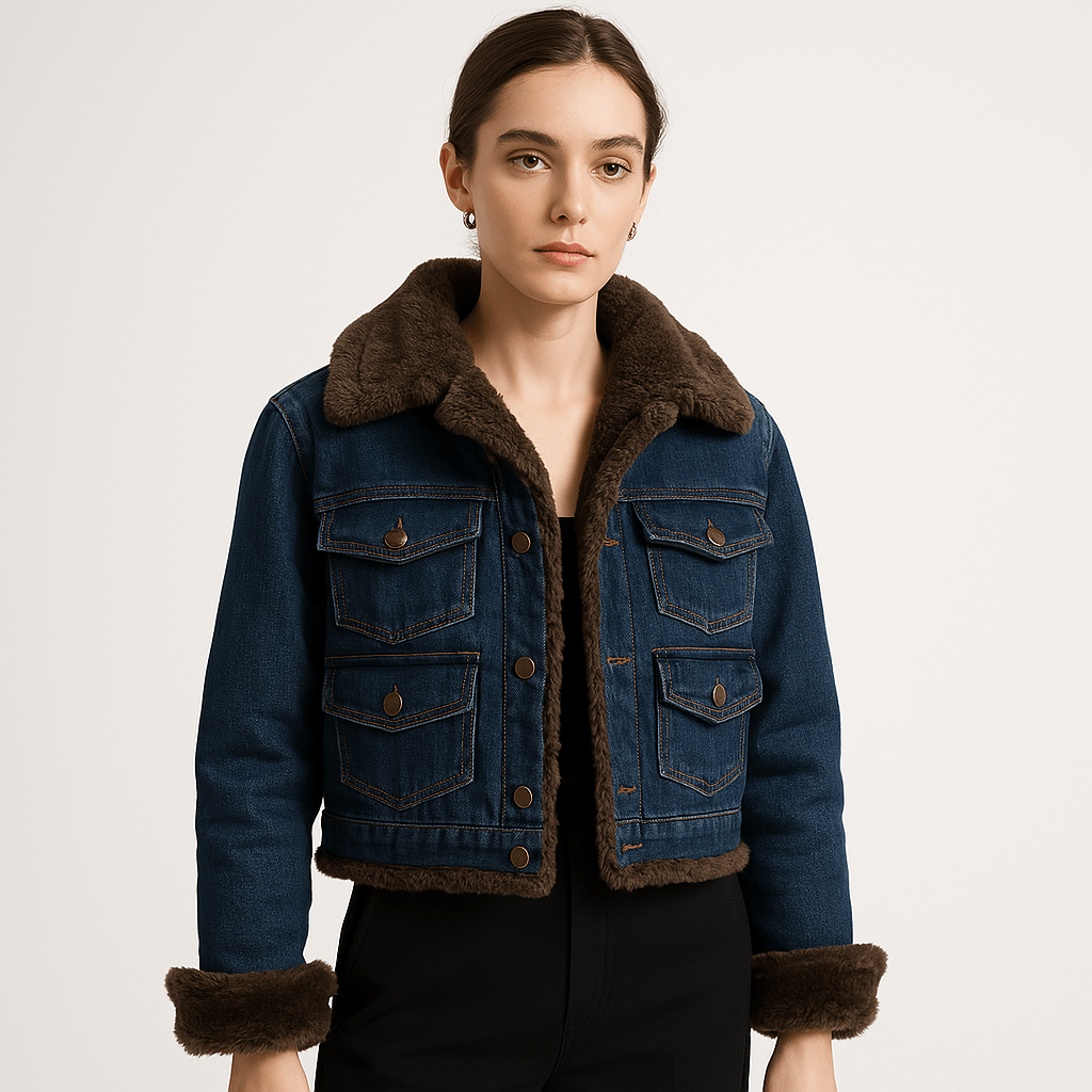 WW | Retro-Warme Sherpa-Doppelte Jeansjacke mit trendigem Winterlook