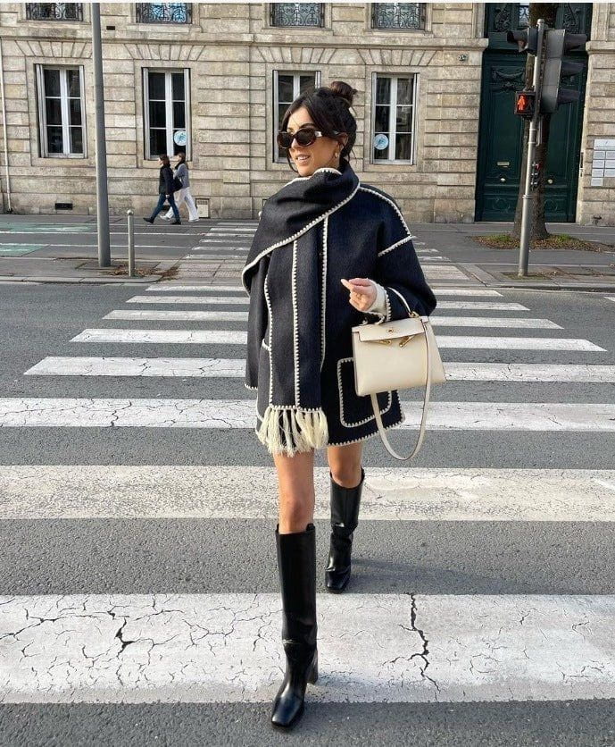 WW | Elegant und warmer grauer Oversize-Wollmantel
