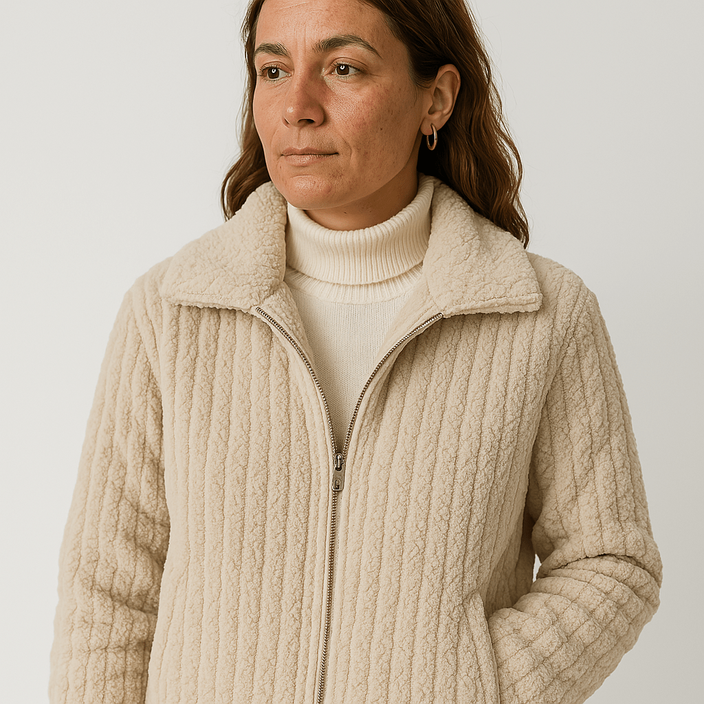 WW | Vest Structured Warm Beige Rib-knit Cardigan Modern Short Cut