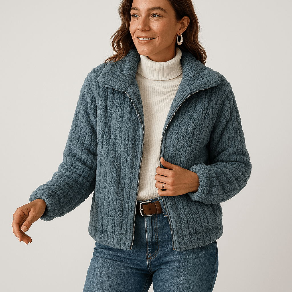 WW | Vest Structured Warm Beige Rib-knit Cardigan Modern Short Cut