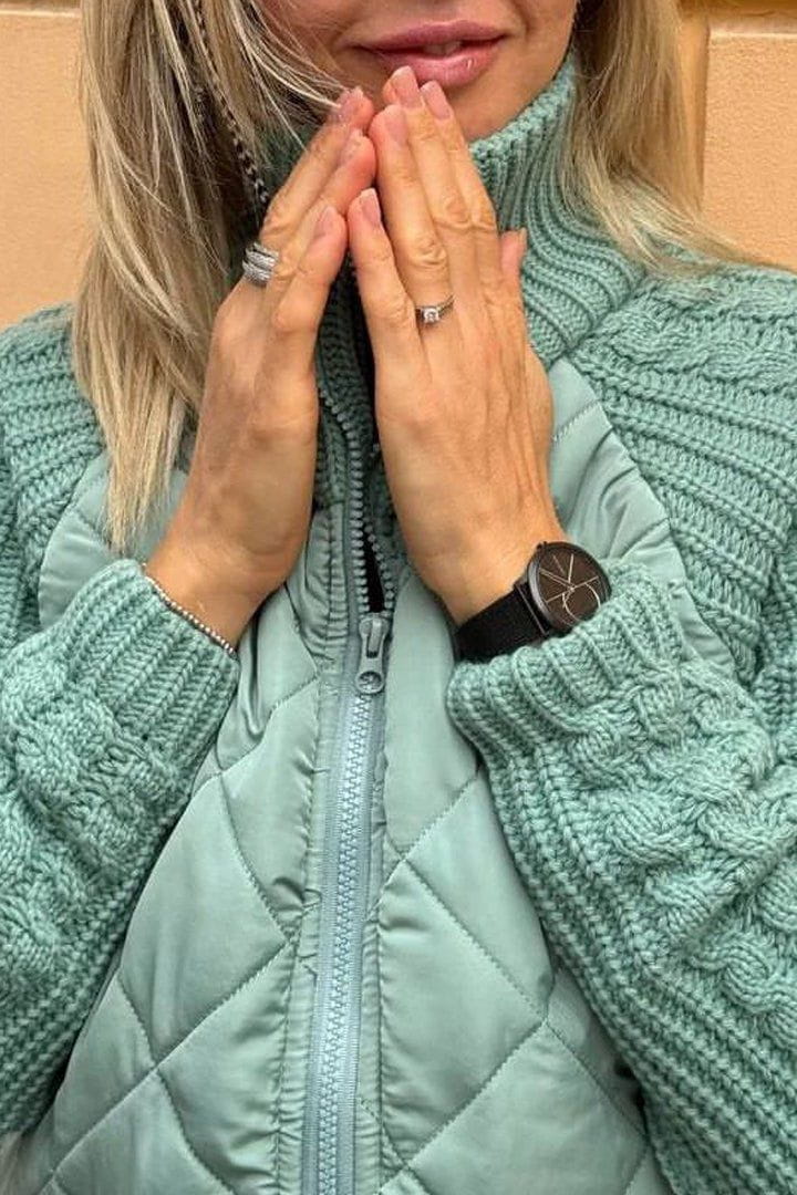 WW | Two-Tone Quilted Jacket Beige Soft and Textured