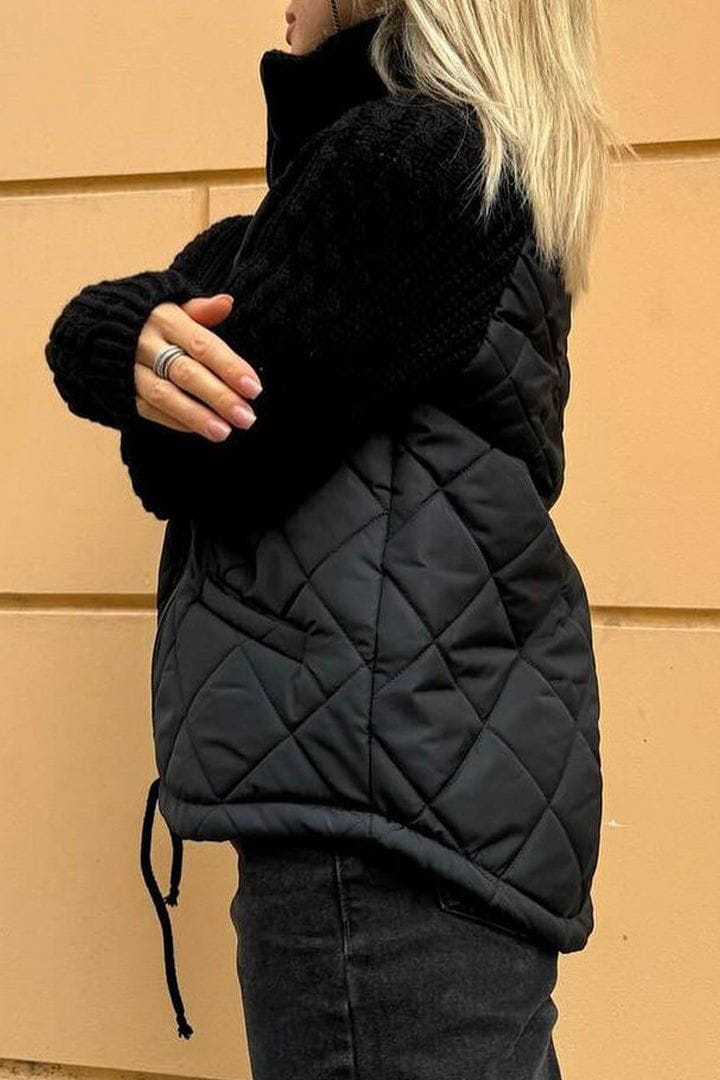 WW | Two-Tone Quilted Jacket Beige Soft and Textured
