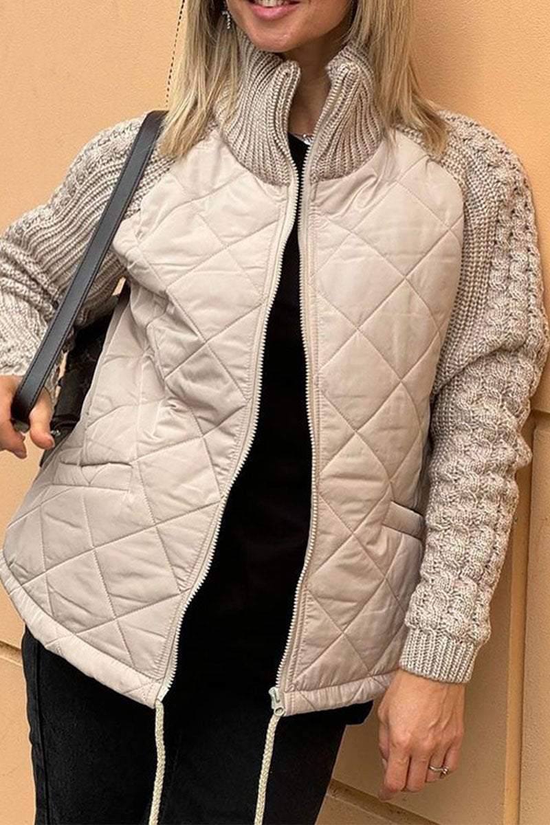 WW | Two-Tone Quilted Jacket Beige Soft and Textured
