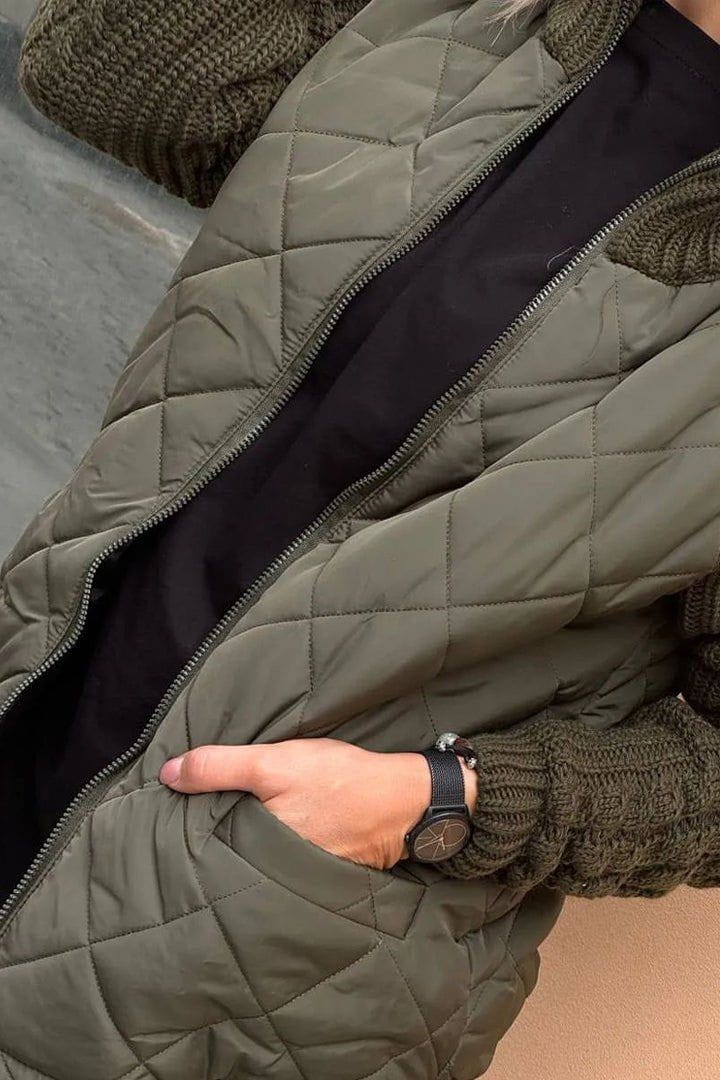 WW | Two-Tone Quilted Jacket Beige Soft and Textured