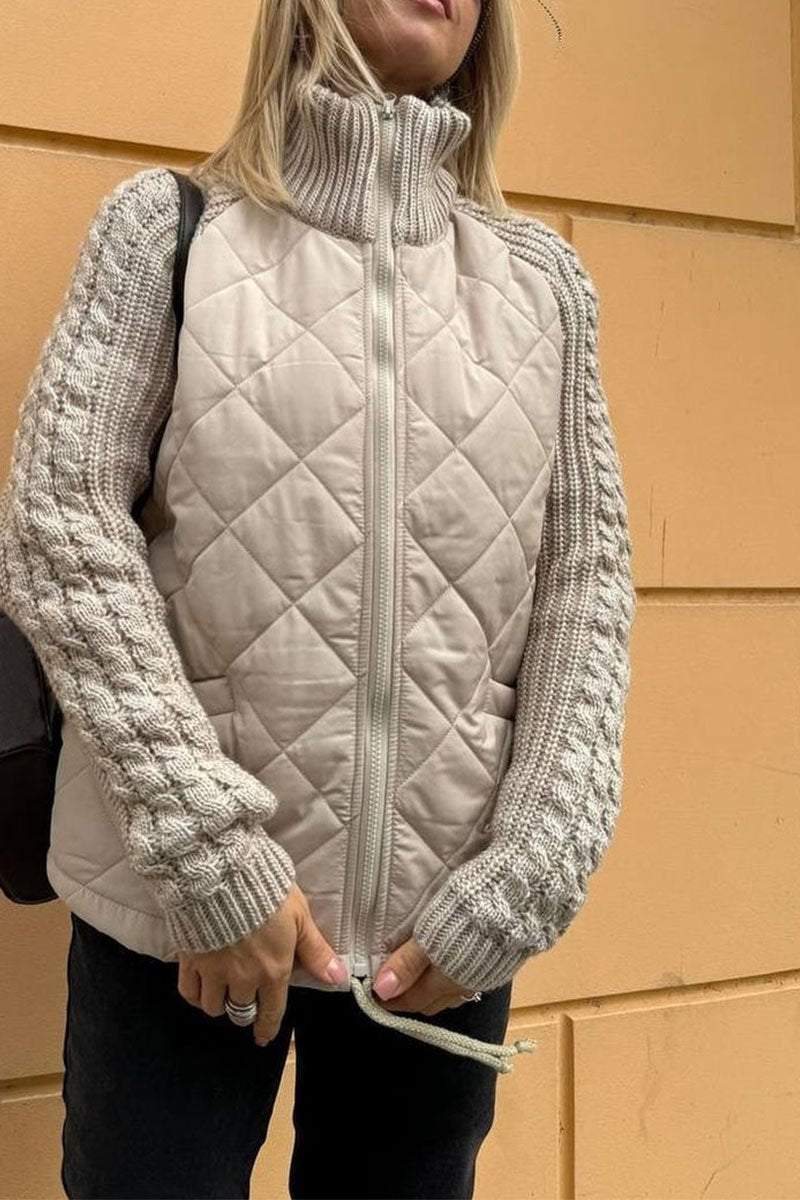 WW | Two-Tone Quilted Jacket Beige Soft and Textured