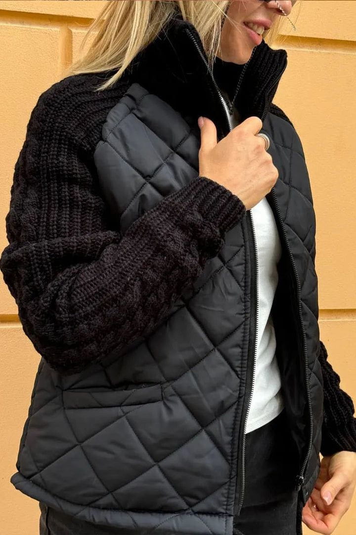 WW | Two-Tone Quilted Jacket Beige Soft and Textured