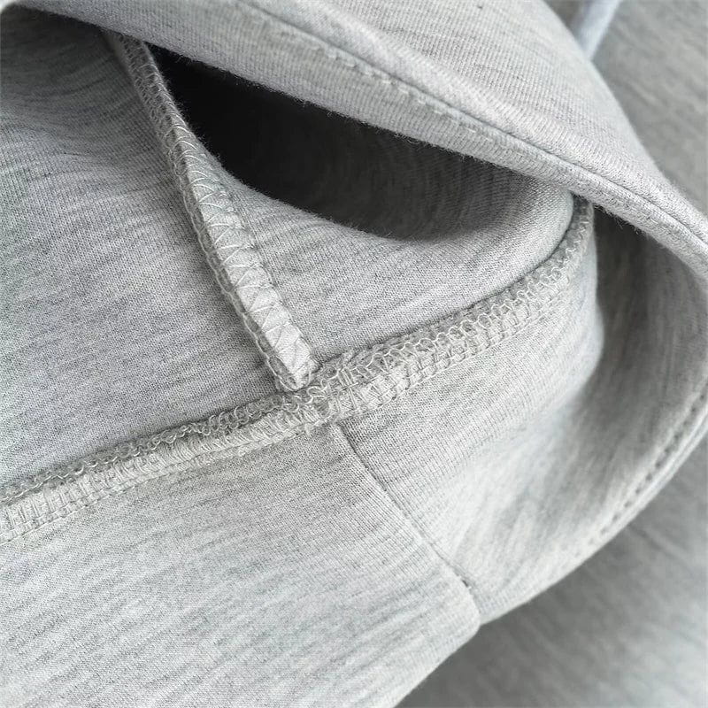 WW | Hoodie mit Reißverschluss Grau Fleece Kapuze & Taschen Warm & Minimalistisch
