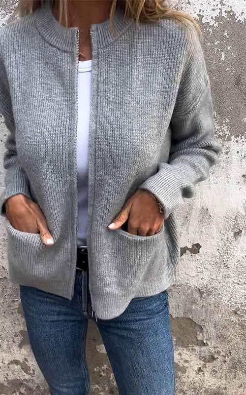 WW | Wolljacke Mit Reißverschluss Wärme & Eleganz Minimalistischer Stil
