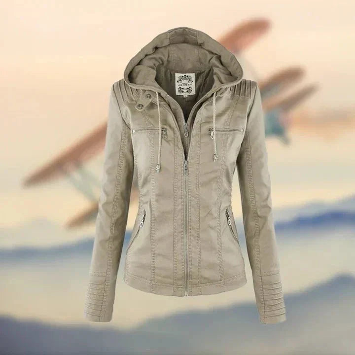 WW | Vintage-Eleganz und Charakter Kunstleder Fliegerjacke