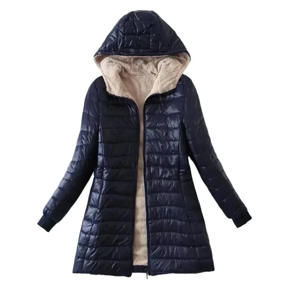 WW | Long Quilted Hooded Jacket, Lined, Winter Warmth and Comfort