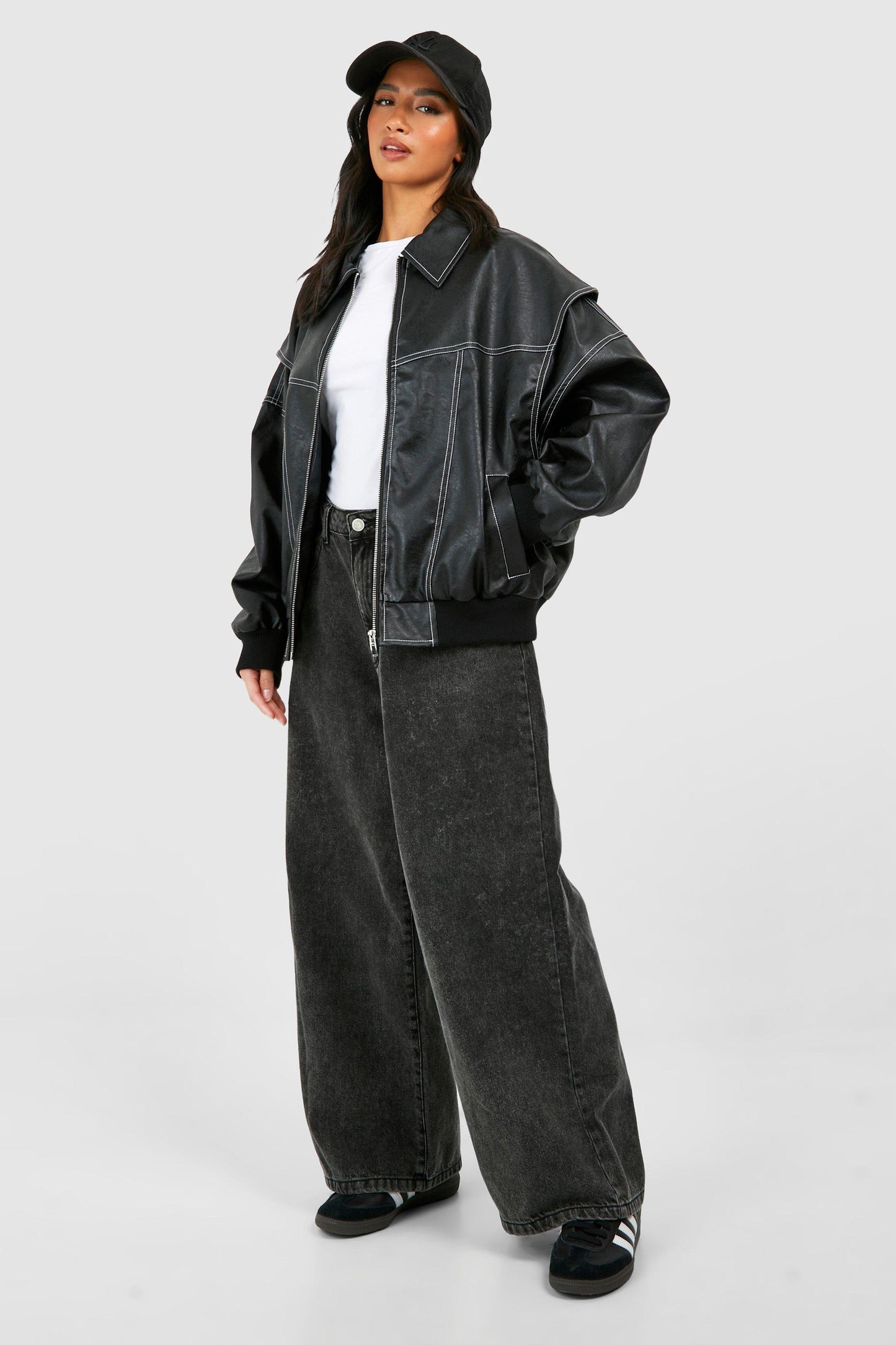 WW | Oversized Blouson aus Kunstleder im Streetwear-Stil und Mut