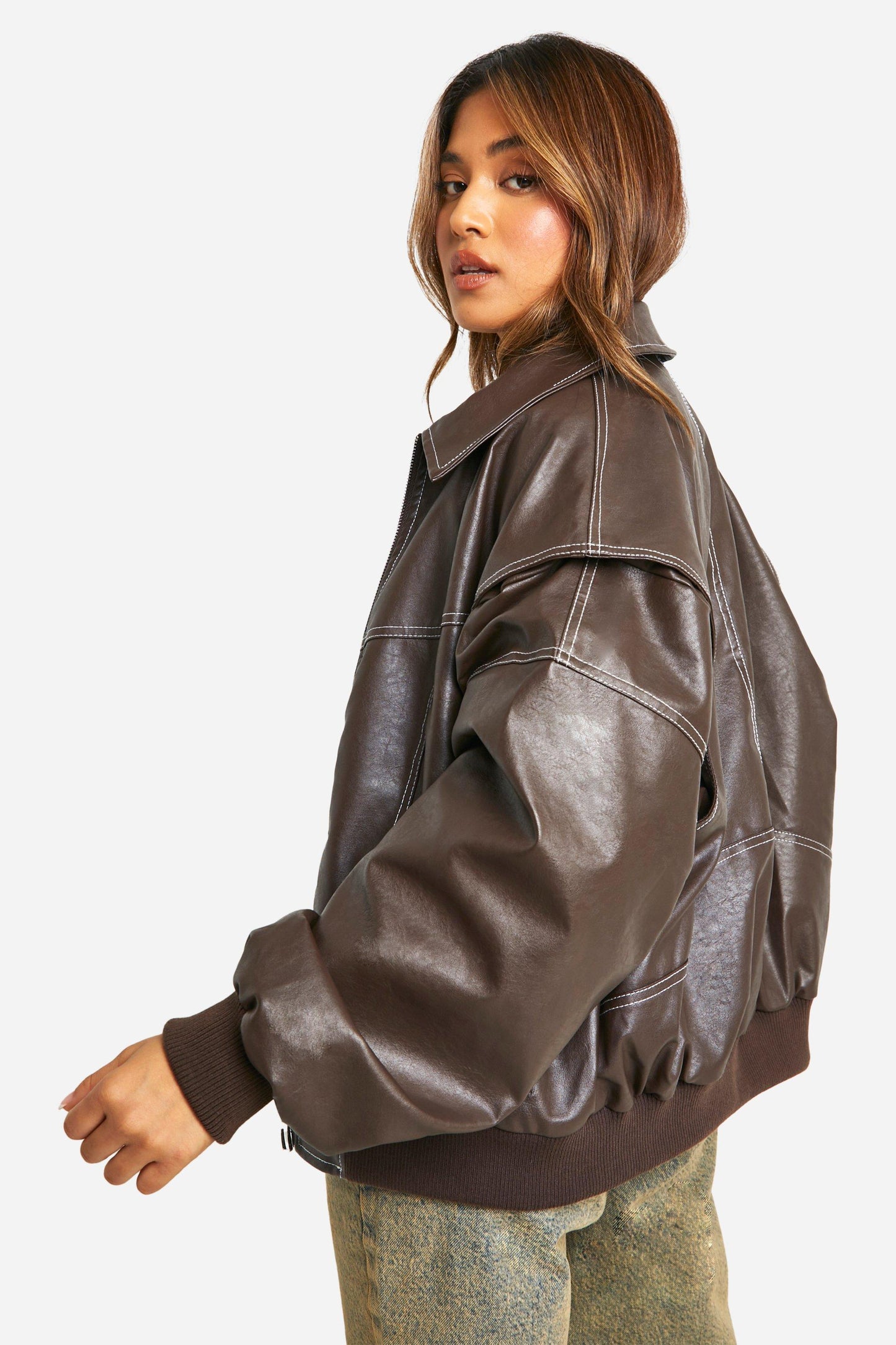 WW | Oversized Blouson aus Kunstleder im Streetwear-Stil und Mut