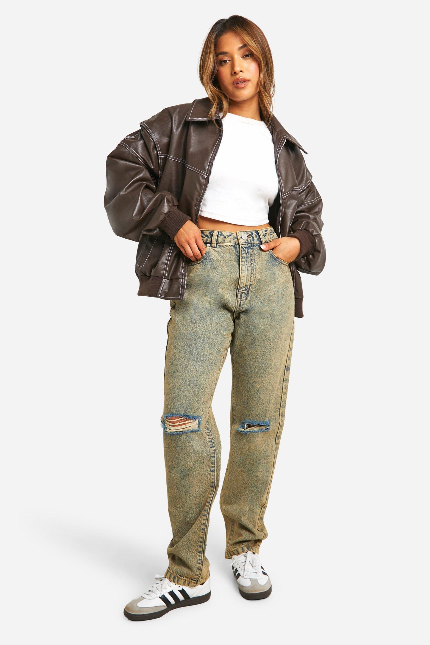 WW | Oversized Blouson aus Kunstleder im Streetwear-Stil und Mut