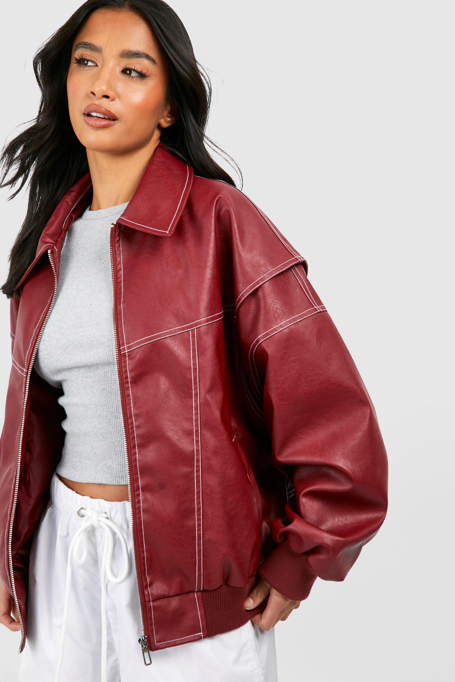 WW | Oversized Blouson aus Kunstleder im Streetwear-Stil und Mut