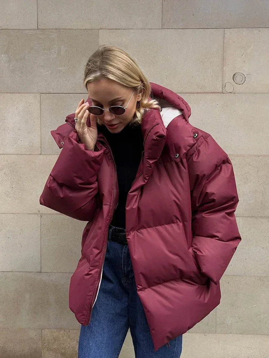 WW | Oversized Down Jacket with Hood Comfortable Warm and Trendy