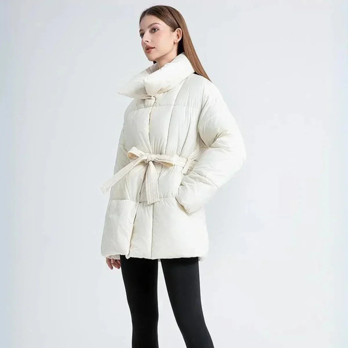 WW | Fitted Winter Down Jacket with High Collar Warm and Elegant