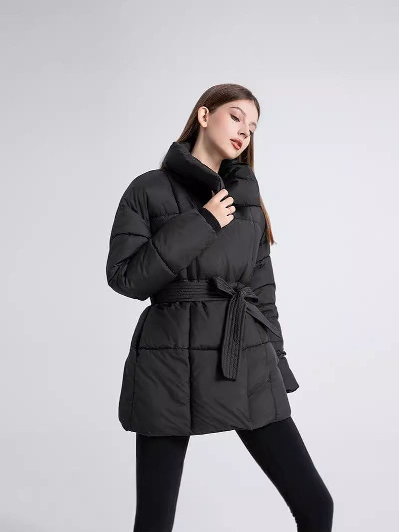 WW | Fitted Winter Down Jacket with High Collar Warm and Elegant