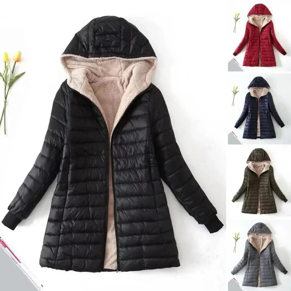 WW | Long Quilted Hooded Jacket, Lined, Winter Warmth and Comfort