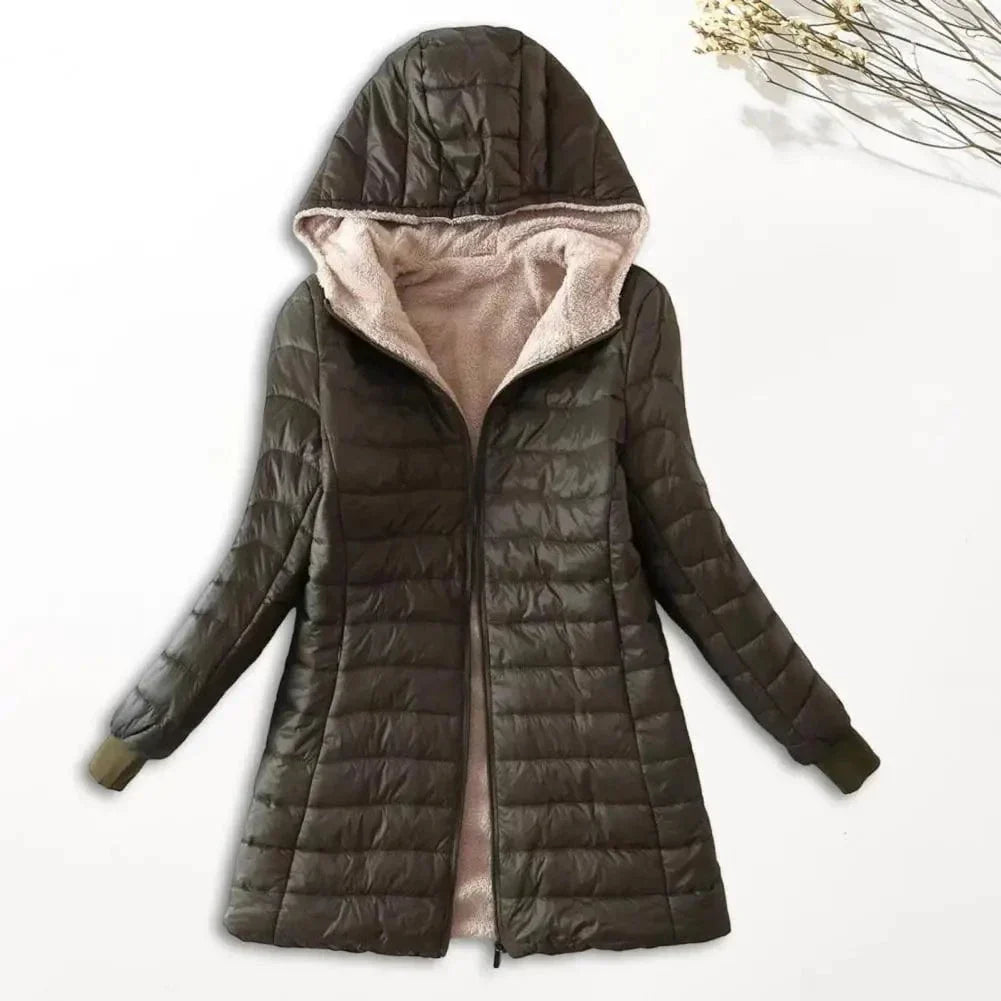 WW | Long Quilted Hooded Jacket, Lined, Winter Warmth and Comfort