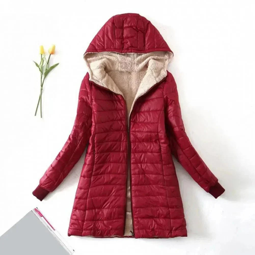 WW | Long Quilted Hooded Jacket, Lined, Winter Warmth and Comfort