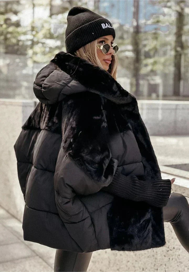WW | Oversized Down Jacket Sheepskin-Effect & Quilted Warmth and Winter Style