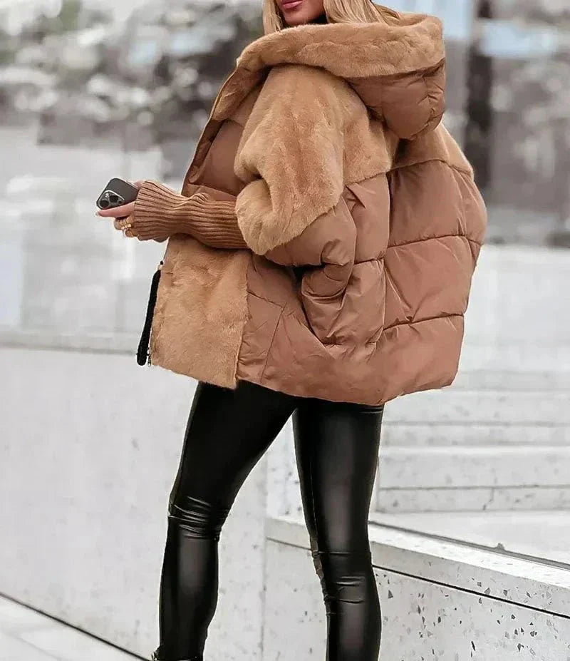 WW | Oversized Down Jacket Sheepskin-Effect & Quilted Warmth and Winter Style