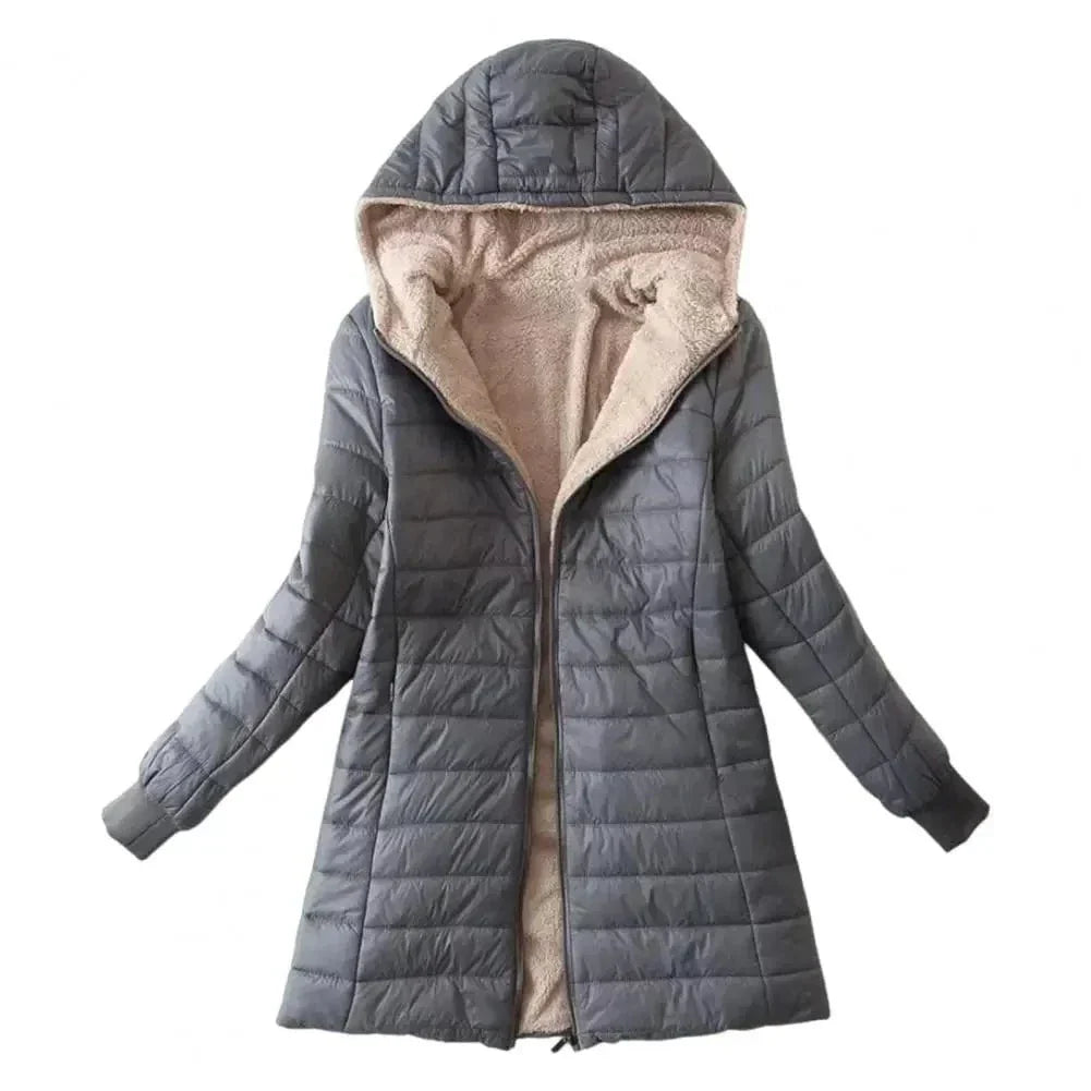 WW | Long Quilted Hooded Jacket, Lined, Winter Warmth and Comfort