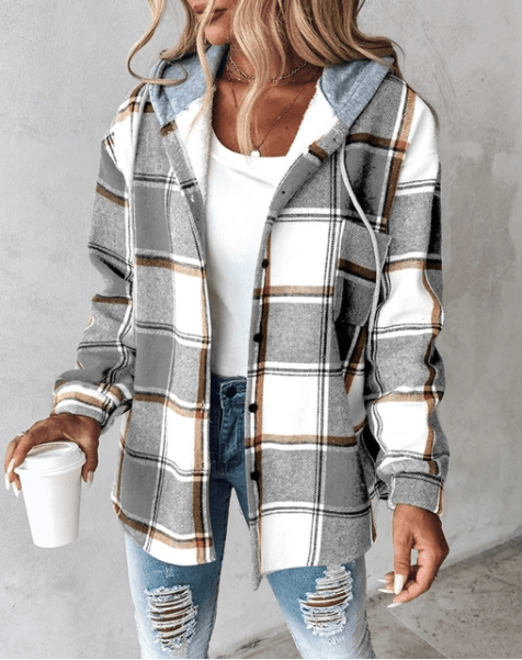 WW | Trendy & Comfy Plaid Hooded Shacket