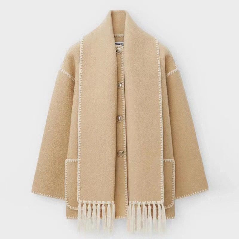 WW | Coat Cape with Integrated Scarf Elegance Warmth and Comfort
