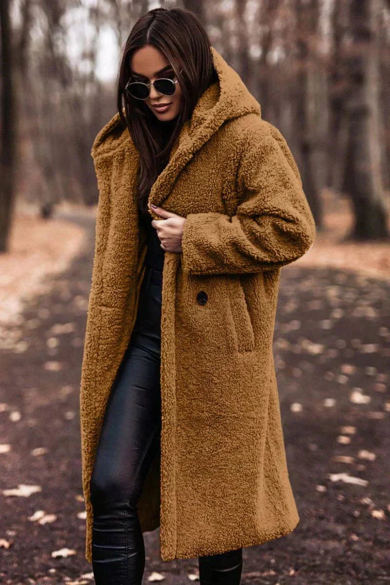 WW | Long Coat of Elegant Faux Fur Warmth and Timeless Style