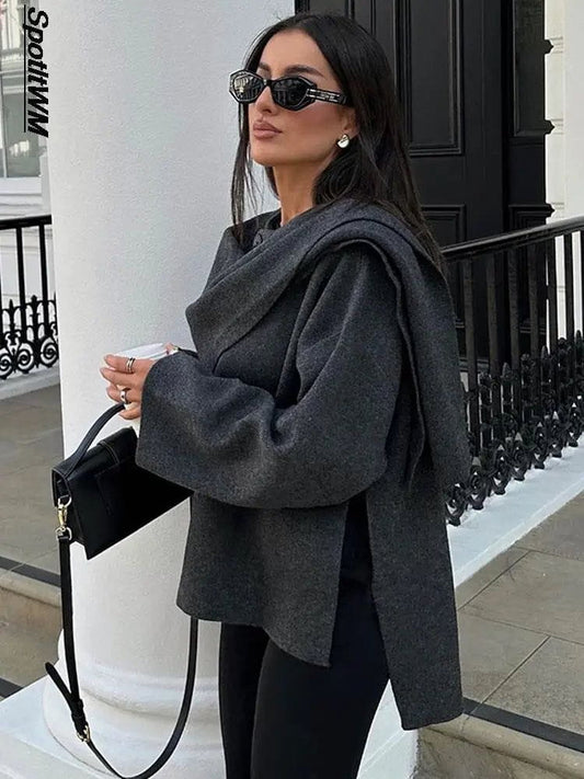 WW | Eleganter Drapierter Mantel Oversize Chic und Zeitlos