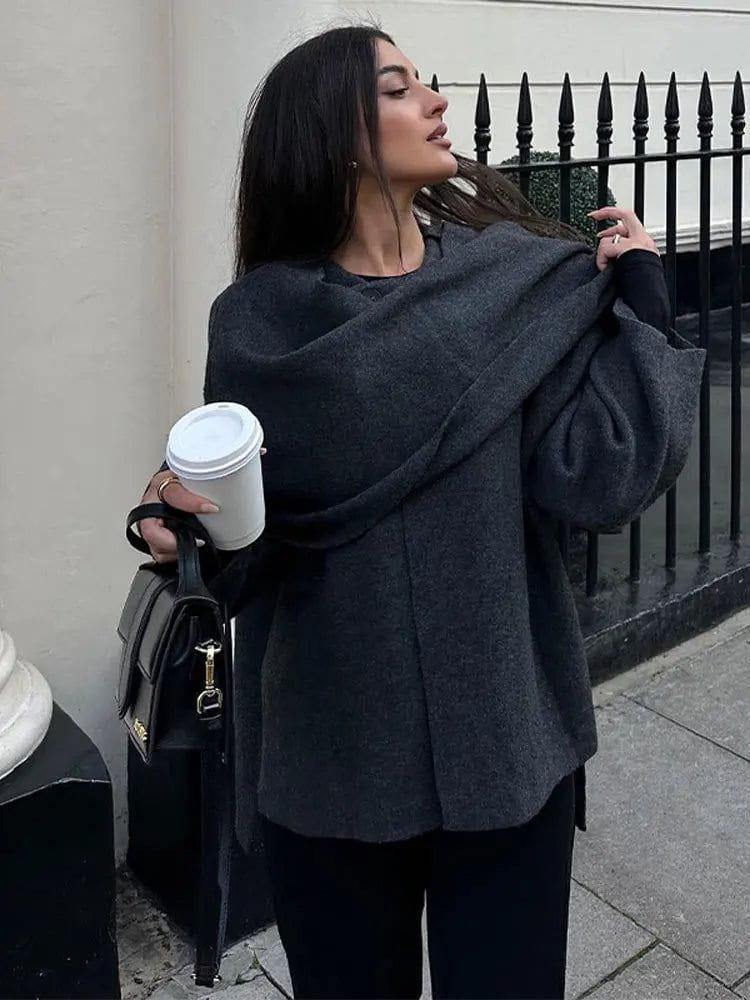 WW | Eleganter Drapierter Mantel Oversize Chic und Zeitlos