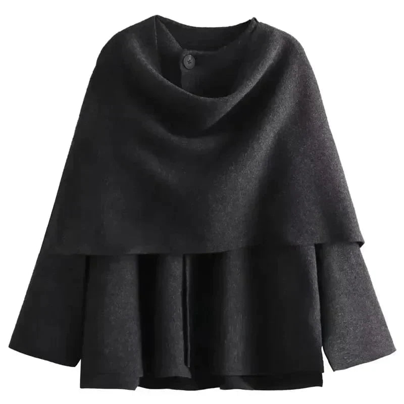 WW | Elegant Draped Coat Oversized Chic and Timeless