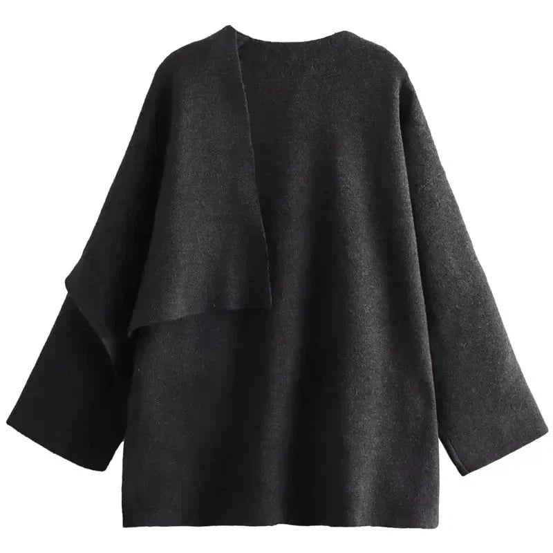 WW | Elegant Draped Coat Oversized Chic and Timeless