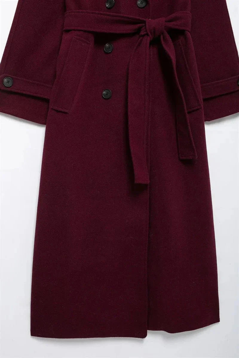 WW | Elegant & warm long cut jacket with belt Autumn-Winter